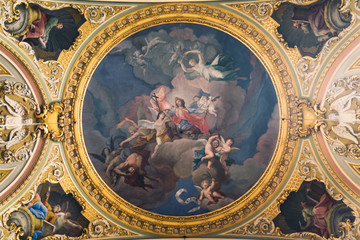 Painting decorated ceiling of an ancient Christian Cathedral. - 134068593