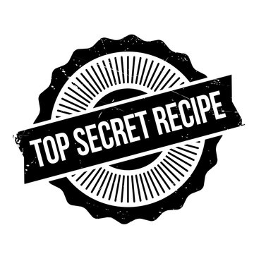 Top Secret Recipe rubber stamp. Grunge design with dust scratches. Effects can be easily removed for a clean, crisp look. Color is easily changed.