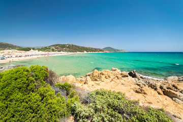 Panorama of Chia coast, Sardinia, Italy.