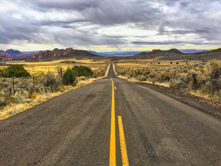 Road through the valley in Zion Canyon