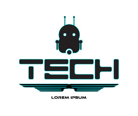 Tech Logo Design with Cyber Robot