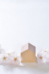 新生活イメージ　家と桜の花



