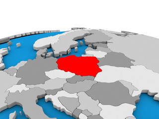 Poland on globe in red