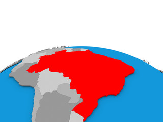 Brazil on globe in red