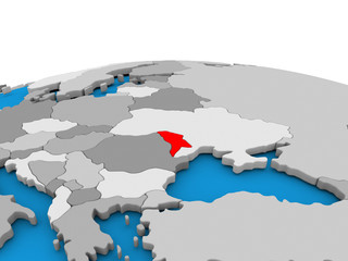 Moldova on globe in red