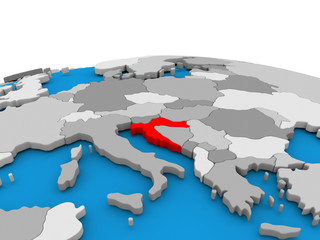 Croatia on globe in red