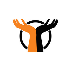 Raising Hand. Cupped Hand. Together in Care