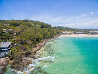 An aerial view of Noosa National Park on Queensland's Sunshine Coast in Australia