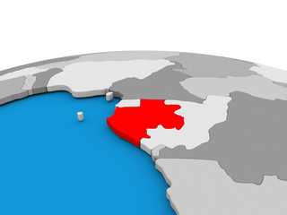 Gabon on globe in red