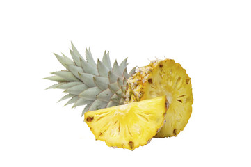 Pineapple slice on white background