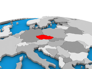 Czech republic on globe in red