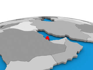 Qatar on globe in red
