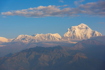 Obraz premium View of Mt. Dhaulagiri (8,172m.) at Sunrise from Poon Hill, Nepal.