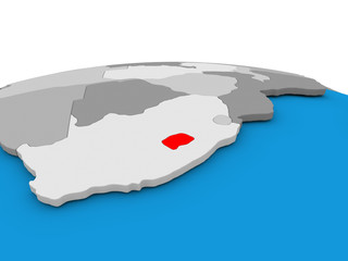 Lesotho on globe in red