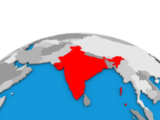 India on globe in red