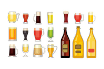 Beer glass vector set.