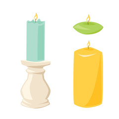 Vector candle with fire.