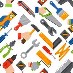 Home construction tools seamless pattern vector.