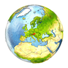 Austria in red on full Earth