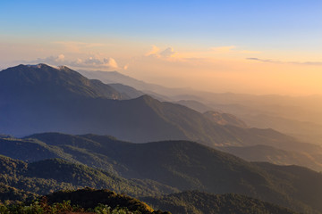 Scenery and bright sky with cloud over high mountain in north of