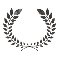 striped monochrome half crown with crossed branch olive vector illustration