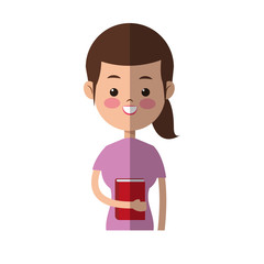 Obraz premium happy young woman cartoon icon over white background. colorful design. vector illustration