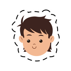 young boy face cartoon icon over white background. colorful design. vector illustration
