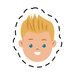 young boy face cartoon icon over white background. colorful design. vector illustration