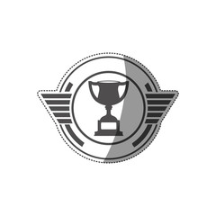 sticker with trophy cup monochrome vector illustration