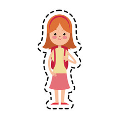 Fototapeta na wymiar young woman wearing casual clothes cartoon icon over white background. colorful design. vector illustration