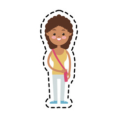 young woman wearing casual clothes cartoon icon over white background. colorful design. vector illustration