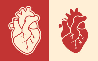 Human heart icons isolated on background