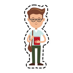 young boy cartoon wearing casual clothes over white background. colorful design. vector illustration