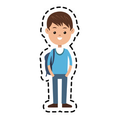 young boy cartoon wearing casual clothes over white background. colorful design. vector illustration
