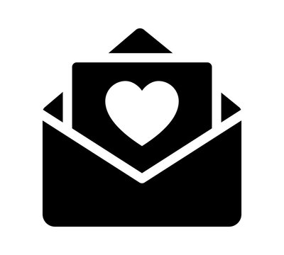 Love letter, note or message with heart vector flat icon for apps and websites