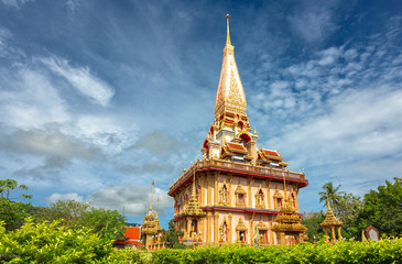 Fototapeta na wymiar The most important of buddhist temples of Phuket is Wat Chalong or formally Wat Chaiyathararam in Phuket, Thailand.