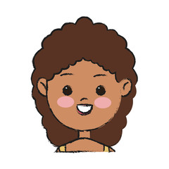 happy girl face cartoon icon over white background. colorful design. vector illustration