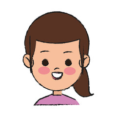 Obraz premium happy girl face cartoon icon over white background. colorful design. vector illustration
