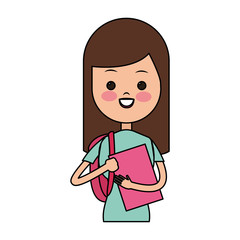 happy girl cartoon icon over white background. colorful design. vector illustration