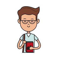 happy boy cartoon icon over white background. colorful design. vector illustration