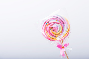 Colorful spiral lollipop candy