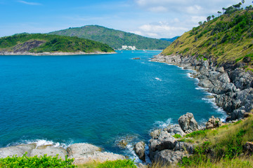 Fototapeta na wymiar view of seascapes prothep cape viewpoint at phuket, thailand 