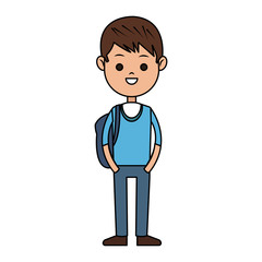 happy boy wearing casual clothes cartoon icon over white background. colorful design. vector illustration