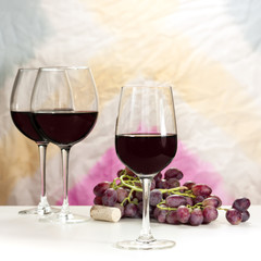 Photo of red wine glass with copyspace