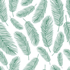 Tropical terndy seamless pattern with exotic palm leaves.