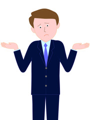 困ったポーズのビジネスマン