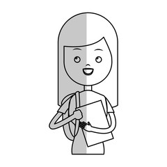 happy girl cartoon icon over white background. vector illustration