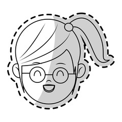 happy girl cartoon face icon over white background. vector illustration