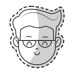 Obraz na płótnie Canvas happy boy face cartoon icon over white background. vector illustration