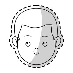 happy boy face cartoon icon over white background. vector illustration